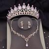 Luxus Kristall Brautschmuck Sets Damen Tiara Krone Ohrring Choker Halskette Abschlussball Hochzeitskleid Brautschmuck Accessoires