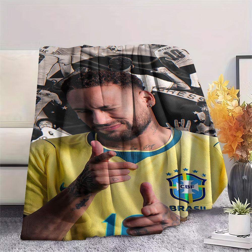 Neymar Kunst Aufdruck Flanelldecke, weiche Überwurfdecke für Schlafzimmer Sofa, waschbar, Fanartikel, tolles Geschenk.