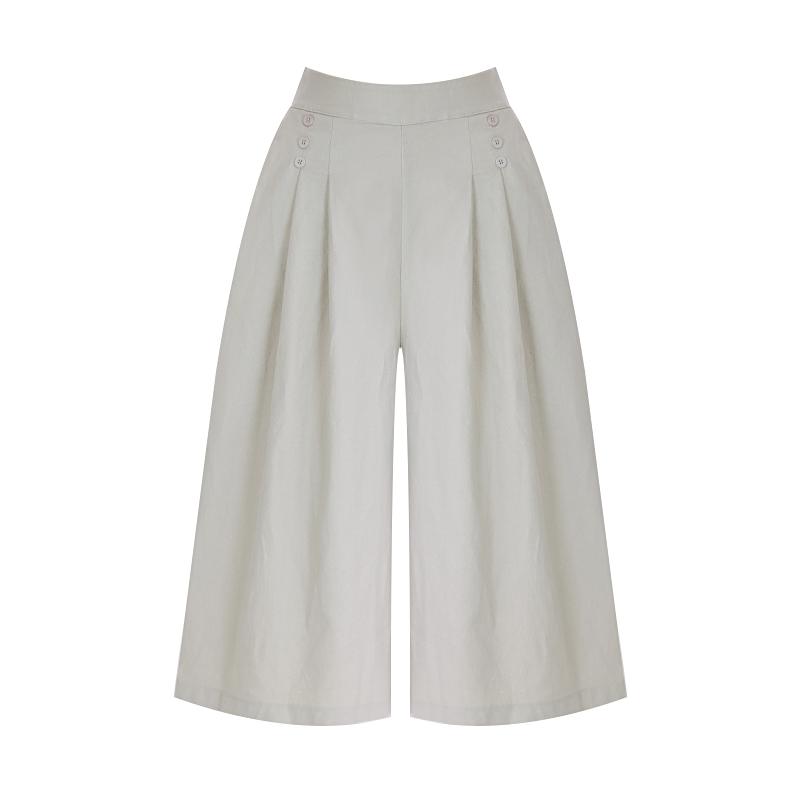 TVIEW Double-Button Wide 3/4 Length Pants_V6B-Cpt004
