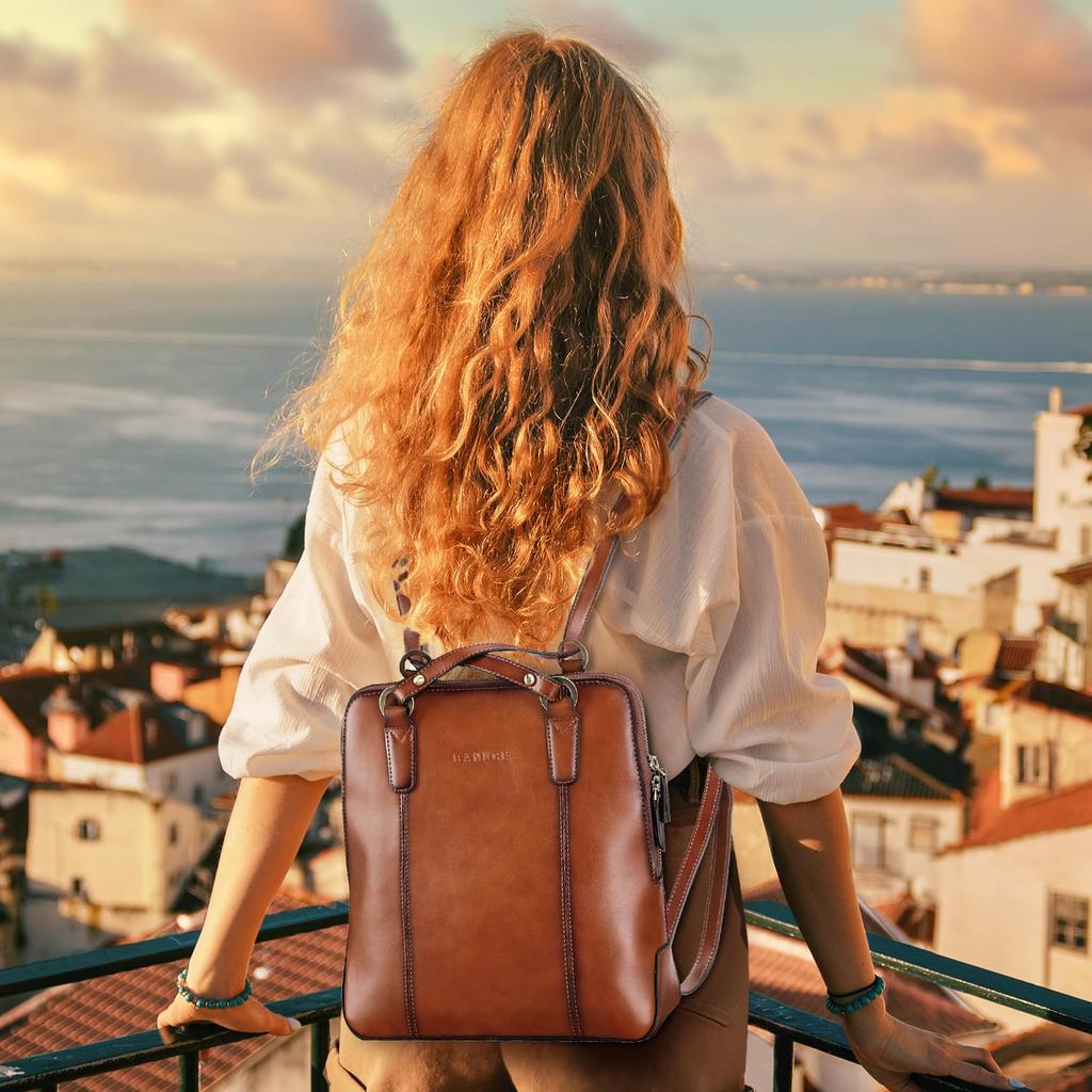 Genuine Leather Small Switchable Shoulder Rucksack Shoulder Storage for Inch Brown [Bannus] Women's Backpack, Backpack, Belt, Bag, Bag, 9.7 iPad,