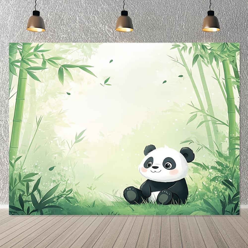 2D Plane 1 Piece of Bamboo Forest Background Banner of Giant Panda 1 Polyester Fiber Suitable for Parties and Celebrations