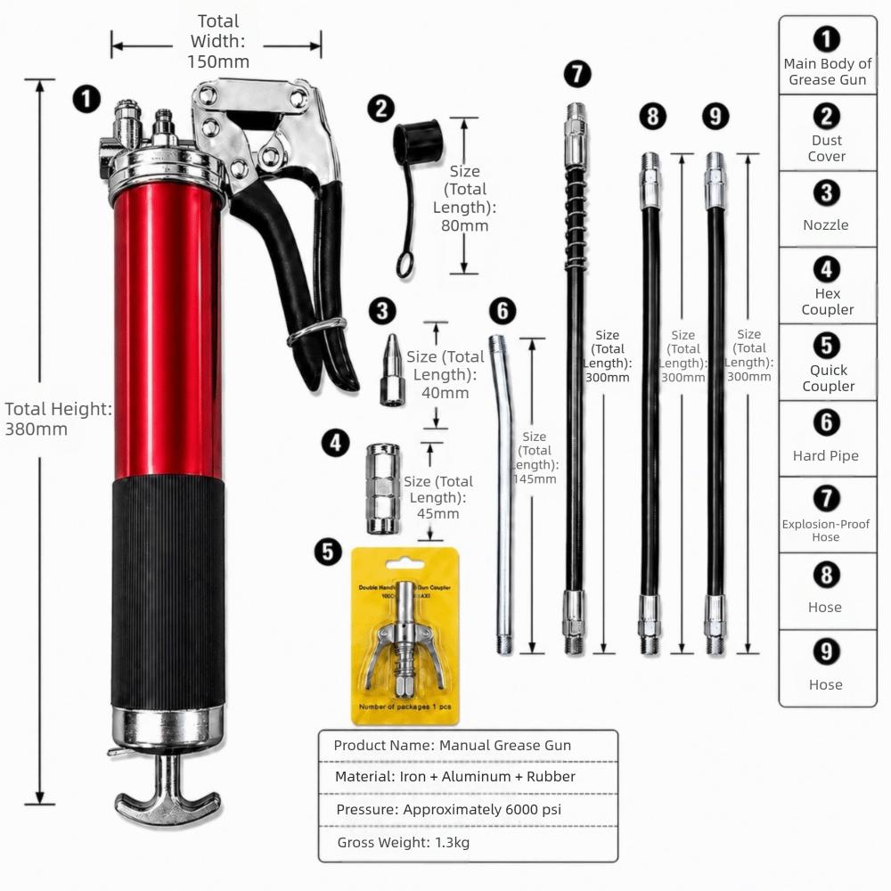 Portable Grease Tool Aluminum Zinc Zinc Alloy Grease Injector Precision Lubrication