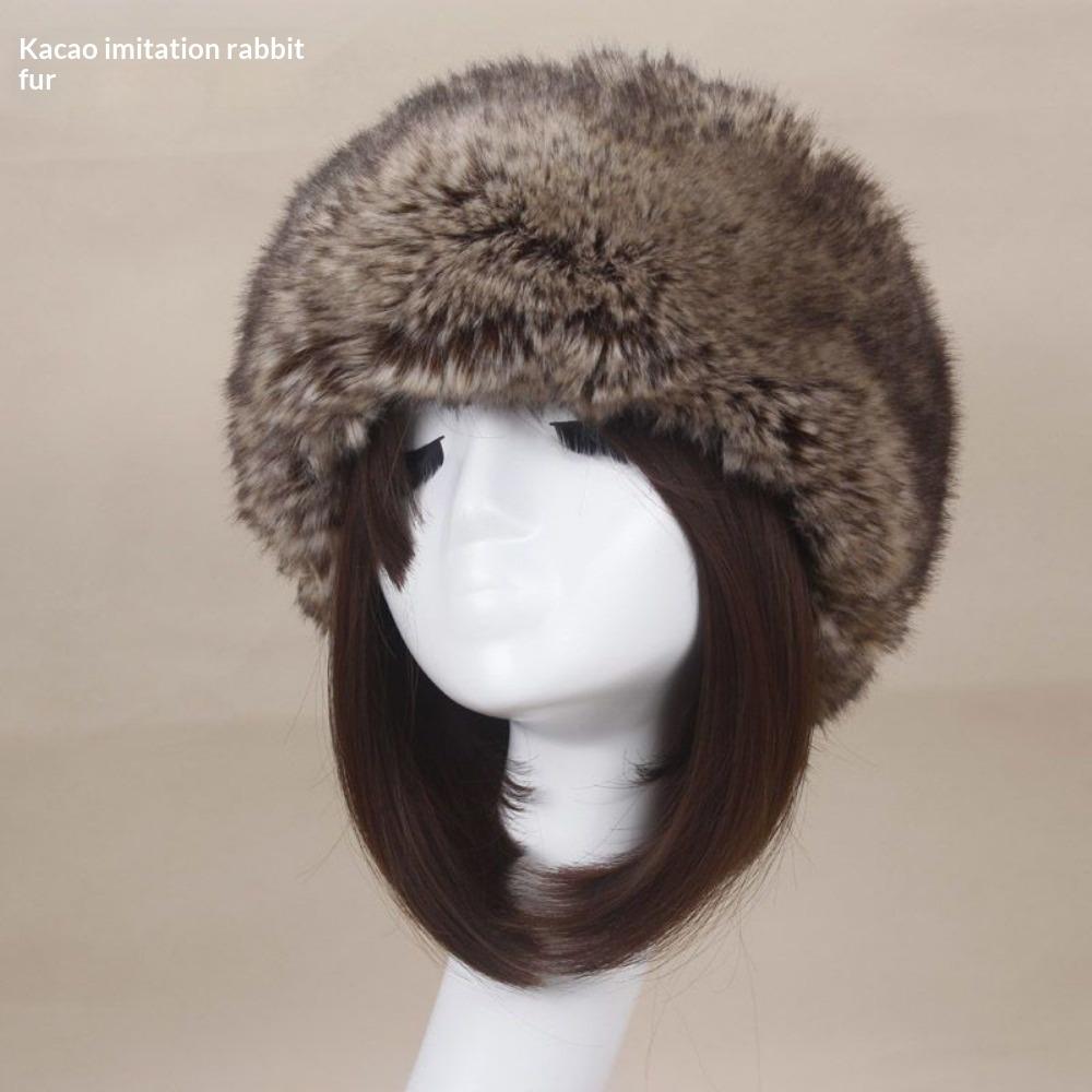 Women's Hat Faux Fox Fur Headband Hat Autumn and Winter Warm Headband Hat Plush Open Top Hat