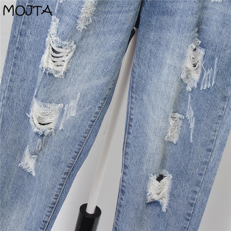 High Women Waist Fit Slim Ladies Jeans Casual Hole Denim Harem Pants Oversized Trousers Streetwear Cropped Pants Plus Size