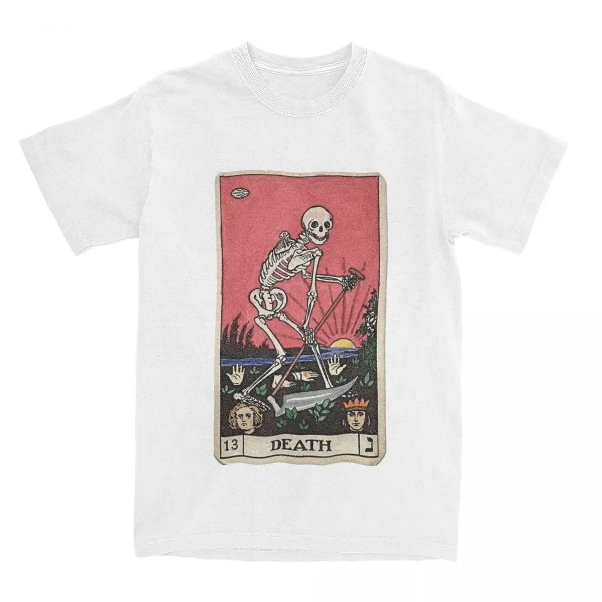 

Мужская женская футболка с изображением скелета и смерти, символом Таро, крутая хлопковая футболка с изображением жуткого готического черепа, футболка, одежда с принтом XXXXXL белый