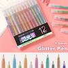 Metallic Glitter Gel Pens, 12 Colors 1.0mm Fine Tip,for Adult Coloring Book, Kids Drawing Art Supplies, Scrapbook, Sparkle