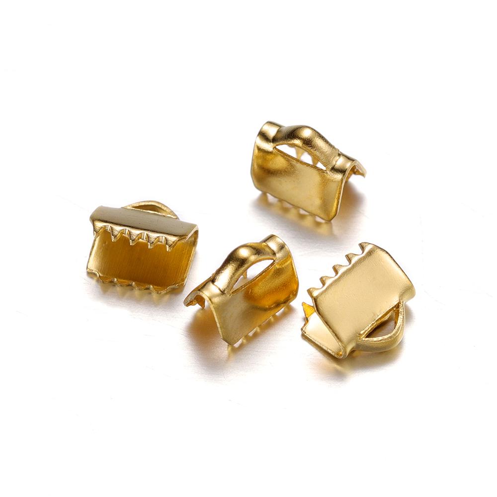 20/30 Stück Goldfarbene Edelstahl-Quetschperlen-Endstück-Schnallen-Spitzen-Verschlüsse für DIY Halsketten-Armband-Schmuckherstellung Zubehör