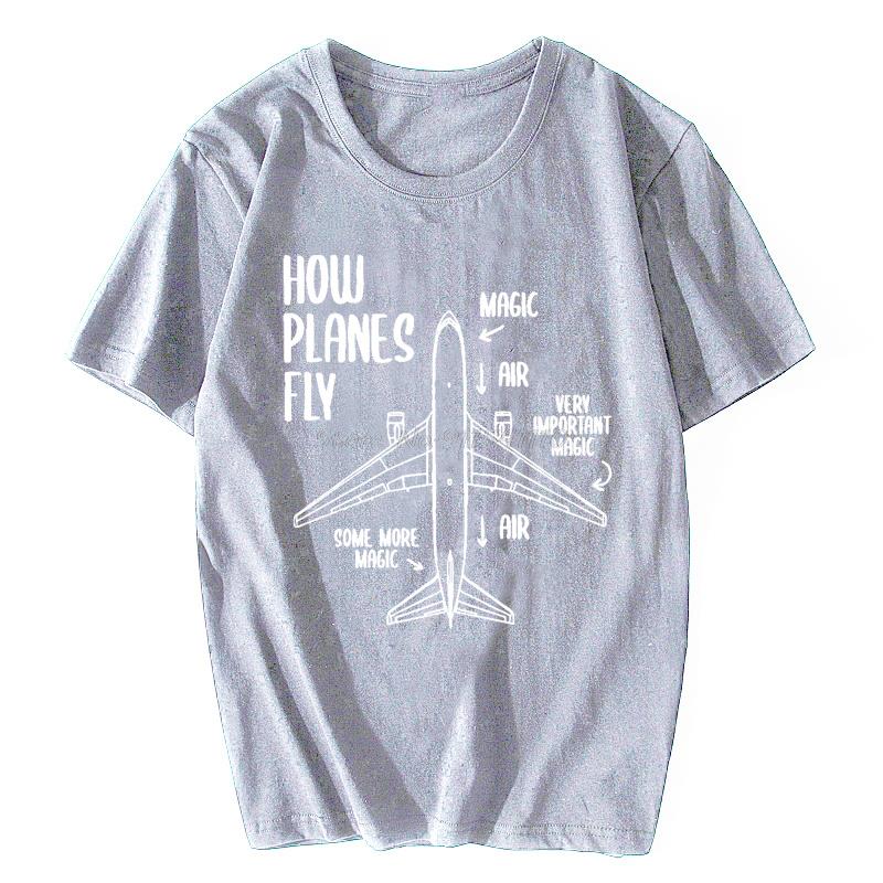 Men's How Planes Fly Engineer Pilot Airplane T Shirt Cotton Tshirt Casual Short Sleeve O-Neck Tees T-Shirt Harajuku