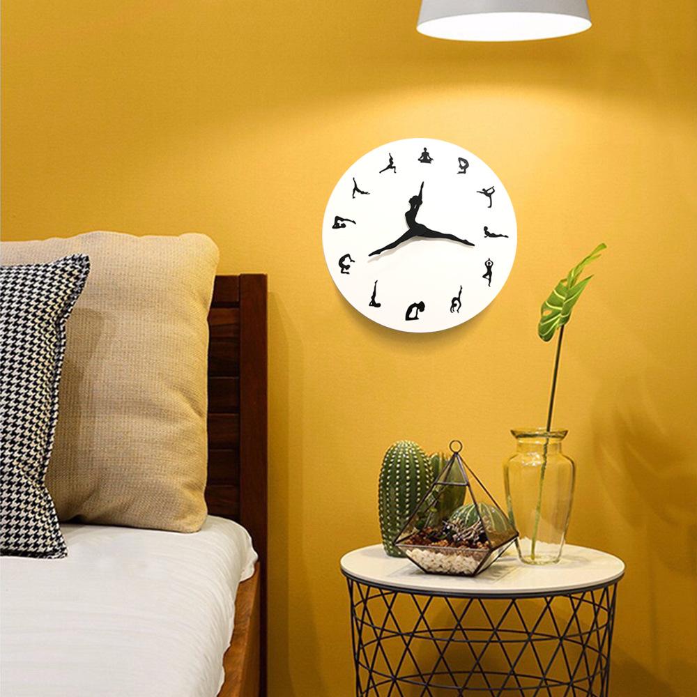 Creative Yoga Fashion Decorative Wall Clock for Living Room or Bedroom