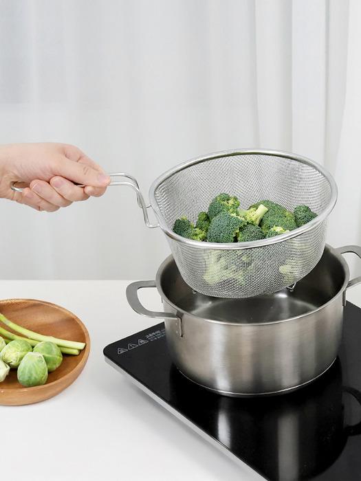 Reborn. J 304 Stainless Steel Strainer 21cm / Round Stainless Steel Perforated Frying Net Draining Vegetable Strainer
