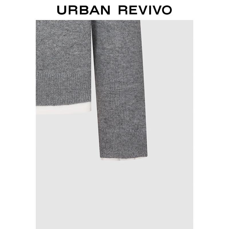 UR Women's Casual Color-block Faux Two-Piece Knit Sweater