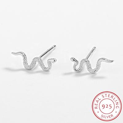 Créatif serpent forme Zircon Stud S925 argent boucle d'oreille pour les femmes Animal Original authentique en argent Sterling anniversaire bijoux Sterling Silver Jewelry