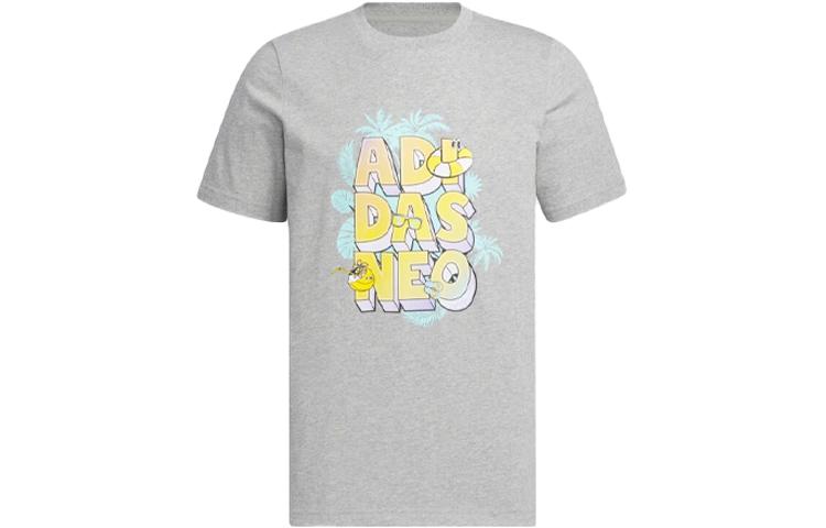 Adidas Neo T Shirts Men s Medium Heather Gray Crew Neck Moderate Straight Fit IP3887 M
