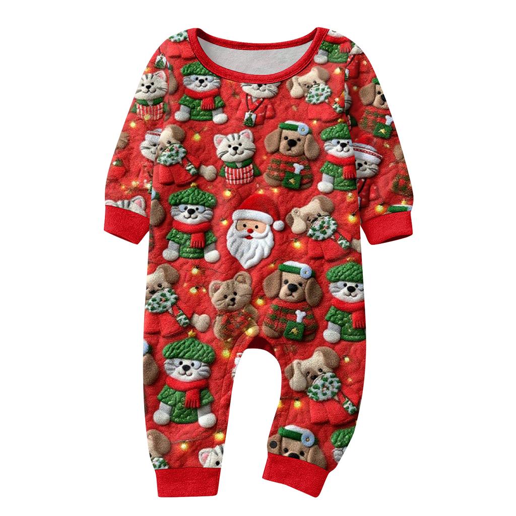 Matching Family Christmas Print Flannel Homewear Set Long-Sleeve Top And Pants