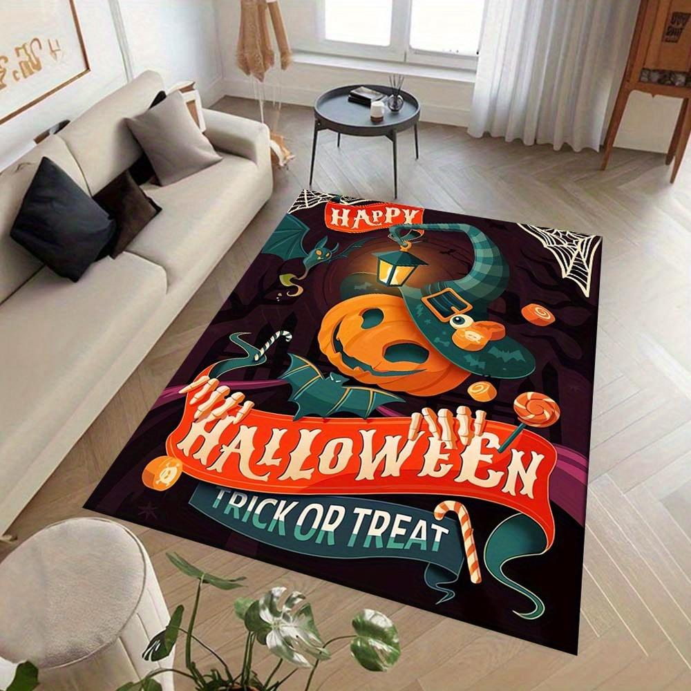 1pc Halloween Trick or Treat Area Rug, Slip-Resistant, Easy-Clean, Stain-Resistant, Perfect for Cozy Living Rooms, Bedrooms, Kitchens, Offic