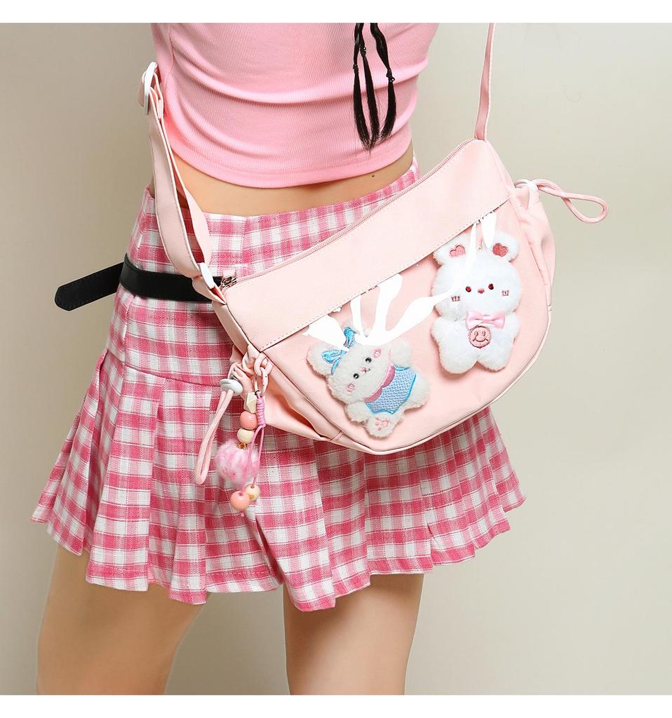 2026 Lightweight Nylon Dumpling Crossbody - Women’s Water-Repellent PVC Transparent Sports Bag with Dopamine Colors.