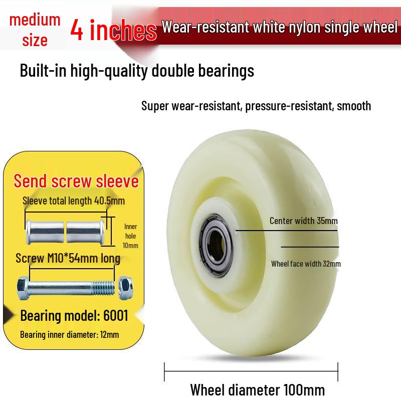 Nylon Swivel Caster Wheels: 2-6 inch Heavy-Duty Rubber & Flat Plate Options