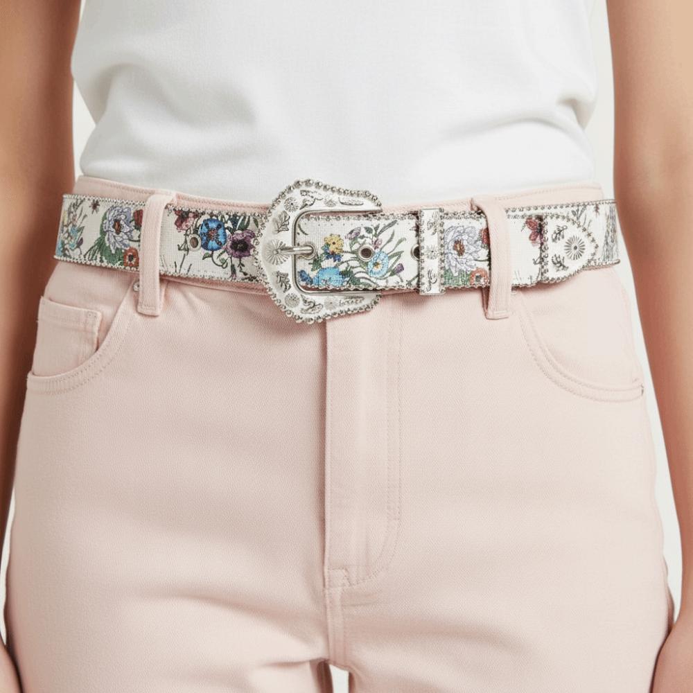 Printed PU Leather Waistband Korean Style Retro Waistband Fashion Floral Belt  Outdoor