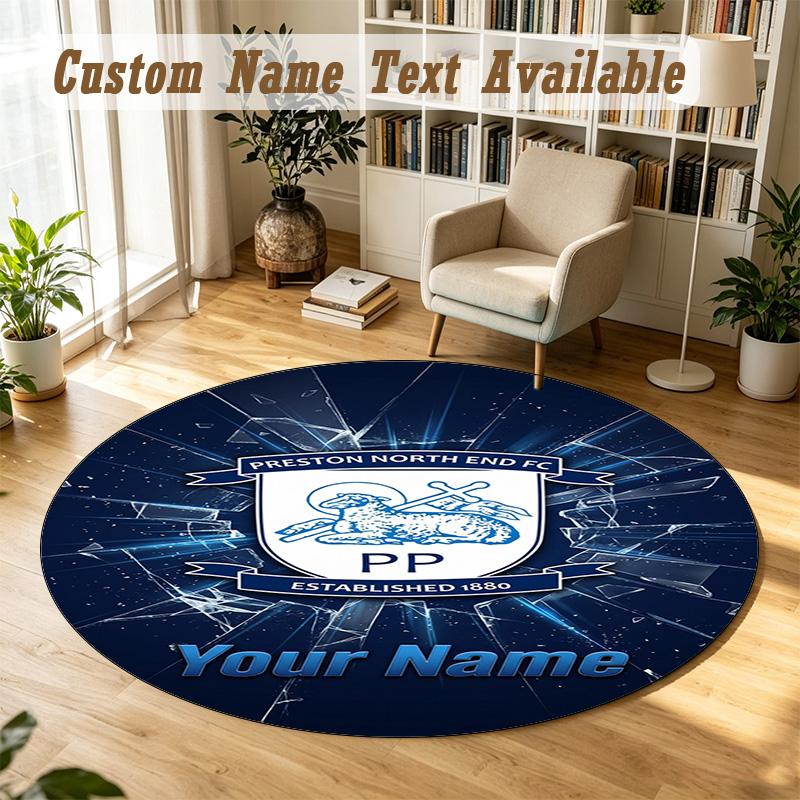 Round Rug Custom NamePreston North End Pattern Non Slip Carpet Home Floor Decor