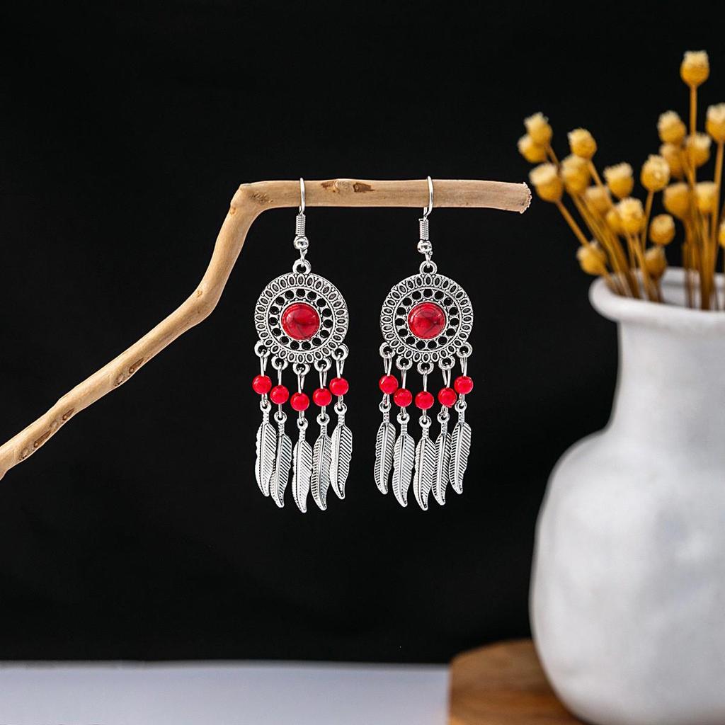 Elegant Bohemian Tassel Stud Earrings - Retro Ethnic Dangle Design