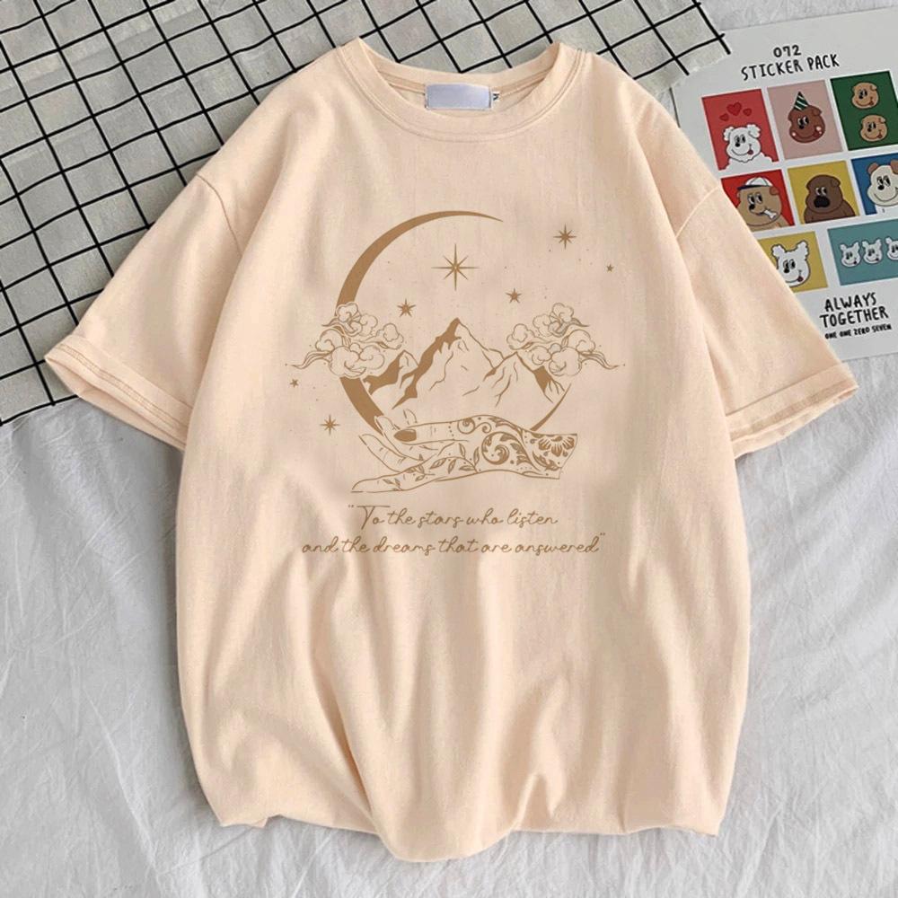 Acotar t shirt girl aesthetic Vintage Classic Pop Culture Pastel shirt Pop Culture Digital harajuku Breathable Pastel hip hop S