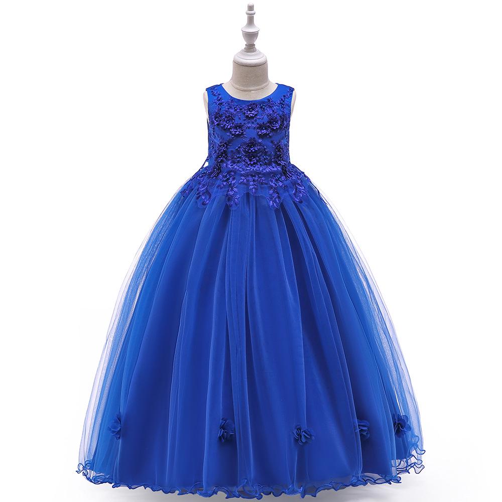 European & American Flower Beaded Princess Dress for Girls - Catwalk & Piano Performance Wear