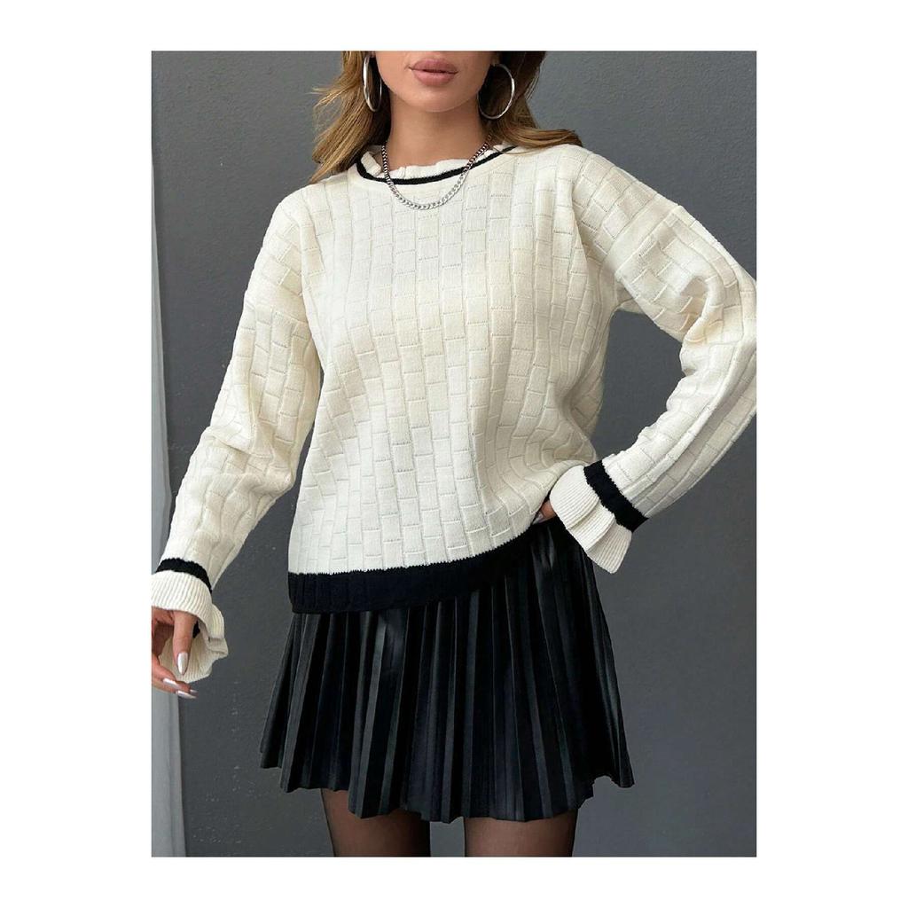 Women's Square Patterned Knitwear Sweater