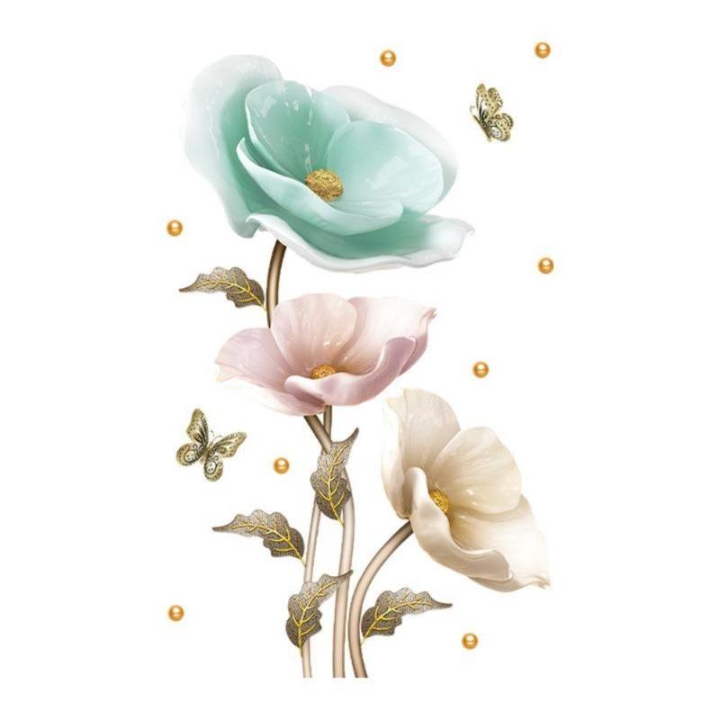 Dwustronna kolorowa naklejka ścienna z motylem i kwiatami, elektrostatyczna pasta do szyb okiennych, widoczna dekoracyjna naklejka ścienna