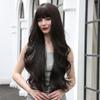 EASIHAIR Long Dark Brown Wavy Wigs with Bangs Natural Synthetic Wigs for Women Daily Cosplay Wigs Heat Resistant Fiber Wigs