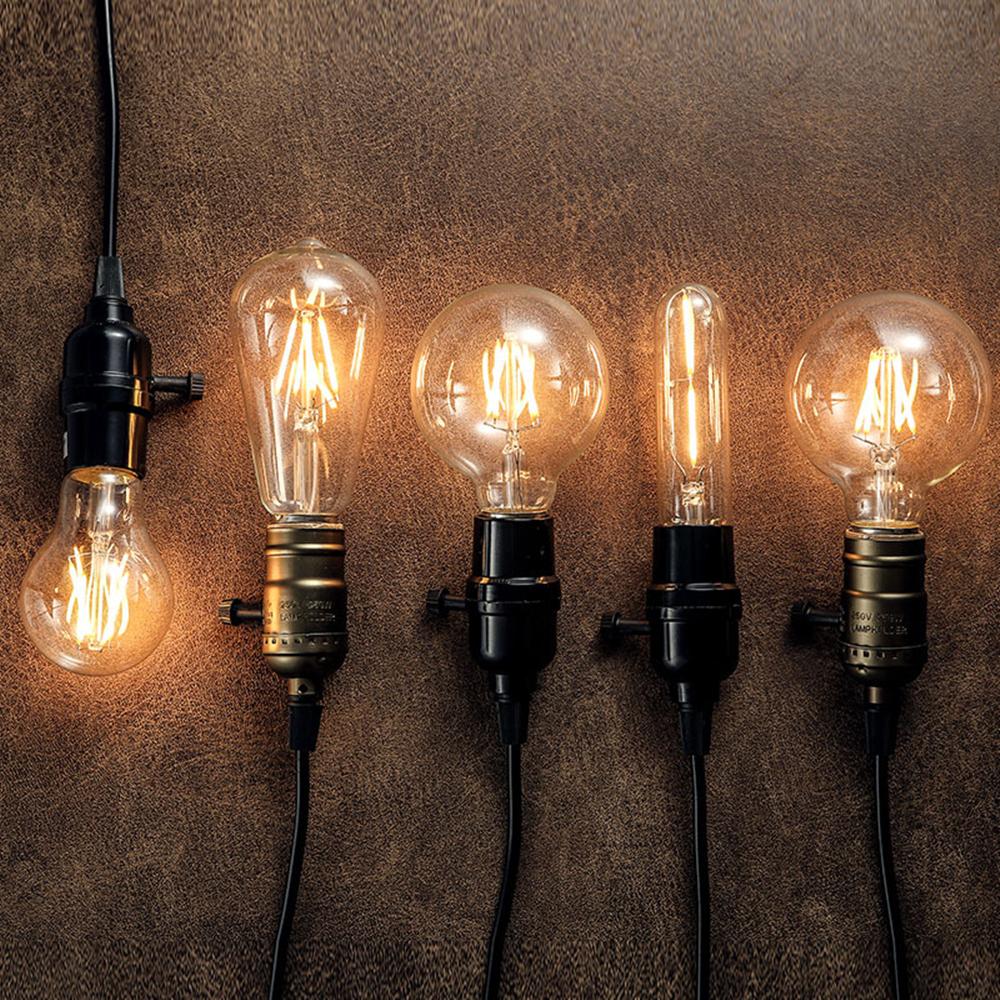 Bombiilas Filament LED Light Bulb E27 220V 240V ST64 A60 T45 G45 G80 G95 Candle Light Glass Bulb Lampara LED Lamp Lighting Bedroom Warm Light