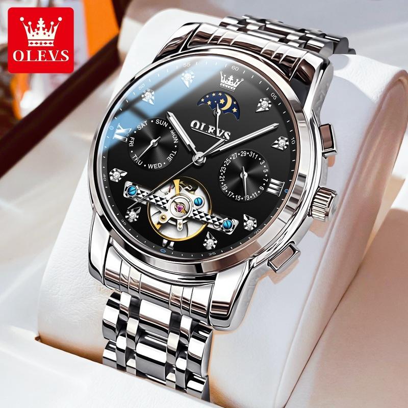 OLEVS Markenuhren, automatische mechanische Uhr, Business-Freizeit, hohle Herrenuhr, Herrenuhr, modisch