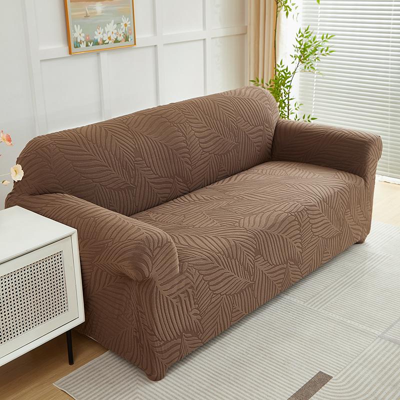 1pc Jacquard Sofa Slipcover Big Leaves Pattern Elastic Fitted Sofa Couch Protector Washable Sofa Covers for Sectional Sofachair