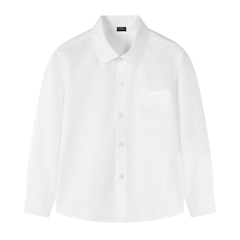 Children's Long-Sleeve White Shirt for Boys and Girls - School Uniform & Performance Wear for Spring and Autumn