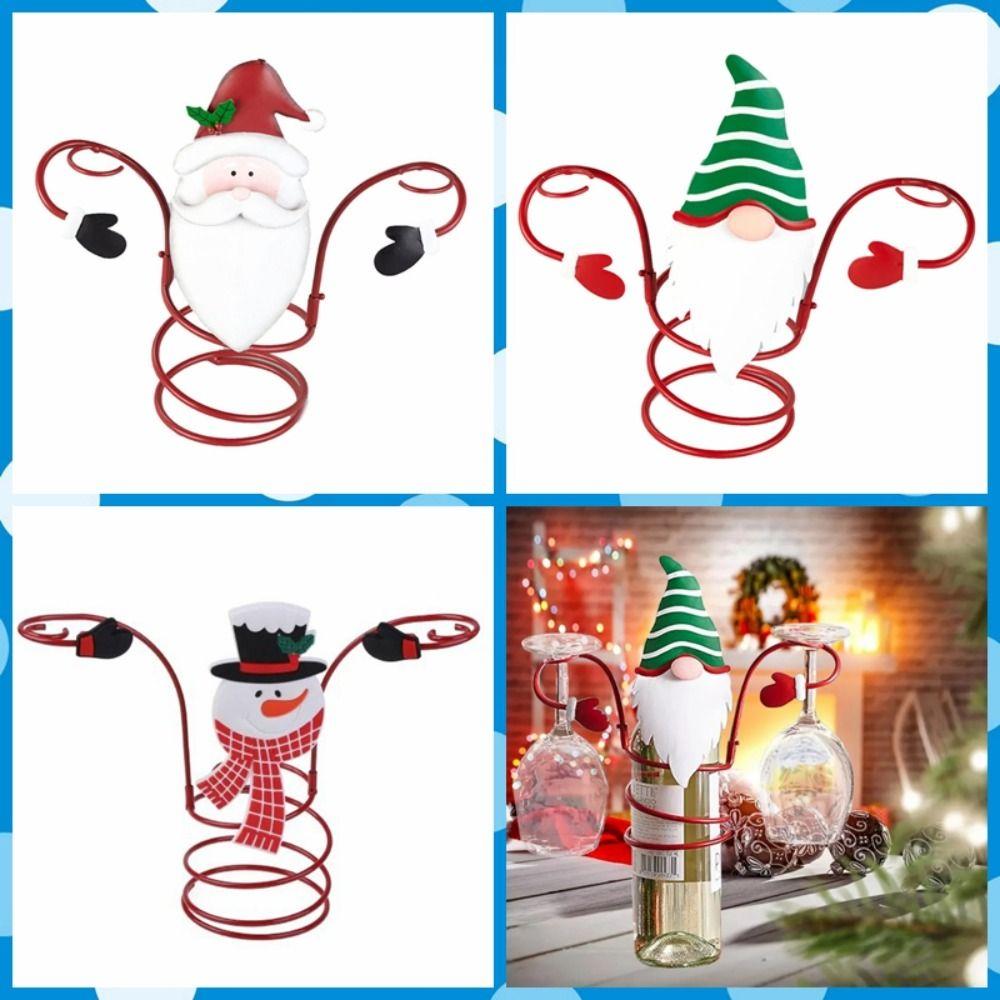 

Santa Claus/dwarf/snowman Type Christmas Wine Bottle Rack Stable Cup Holders Desktop