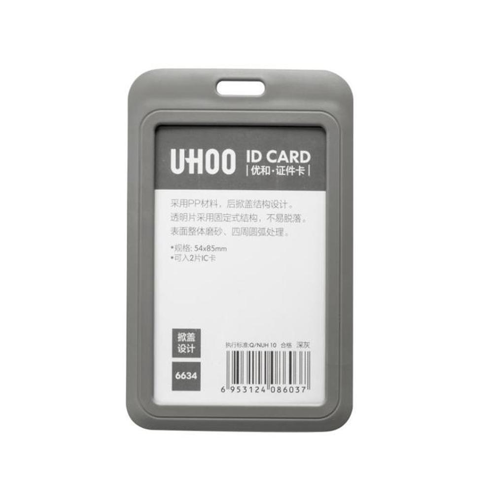 

Name Tag Name Pass Cover Work Name Card Holder Card Case Short Rope Keychain Badge Lanyard Holder grey-vertical with strap