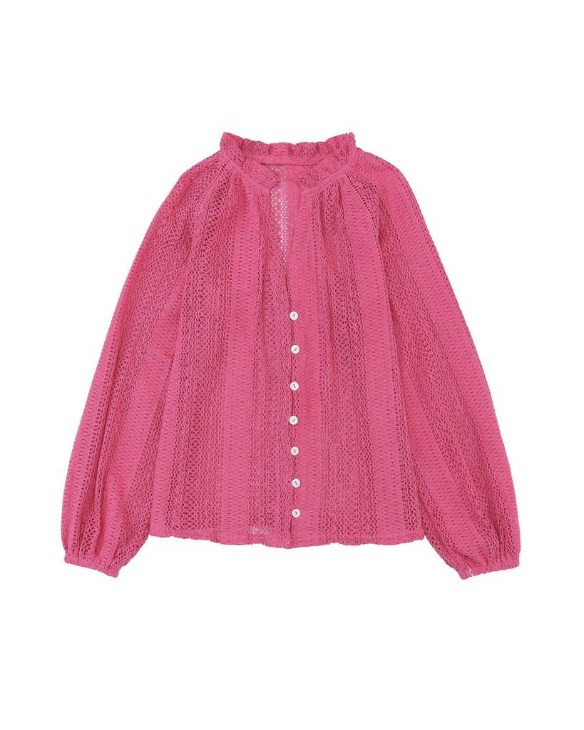 Azura Exchange V-Neck Lace Button-Up Shirt