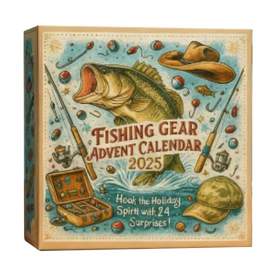 Fishing Gear Advent Calendar 2025 24 Day Countdown Box with Acrylic Ornaments Multifunctional Christmas