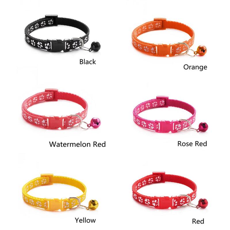 1/2/3/4/6pcs Pet Collar With Bell Cartoon Footprint Colorful Dog Puppy Kitten Collar Adjustable Safety Bell Ring Necklace Pet