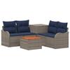 Sofa Set 6 Pcs Gray and Navy Blue Poly Rattan and Steel