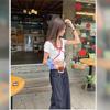 Short-sleeved T-shirt Women's Summer New Spice Girl Slim and Thin Red Bow Student V-neck Short Top Trendy