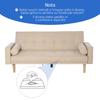 3-Seater Sofa Bed with Backrest Adjustable To 3 Levels, 2 Cushions and Removable Armrests, Beige, 185x84x85cm