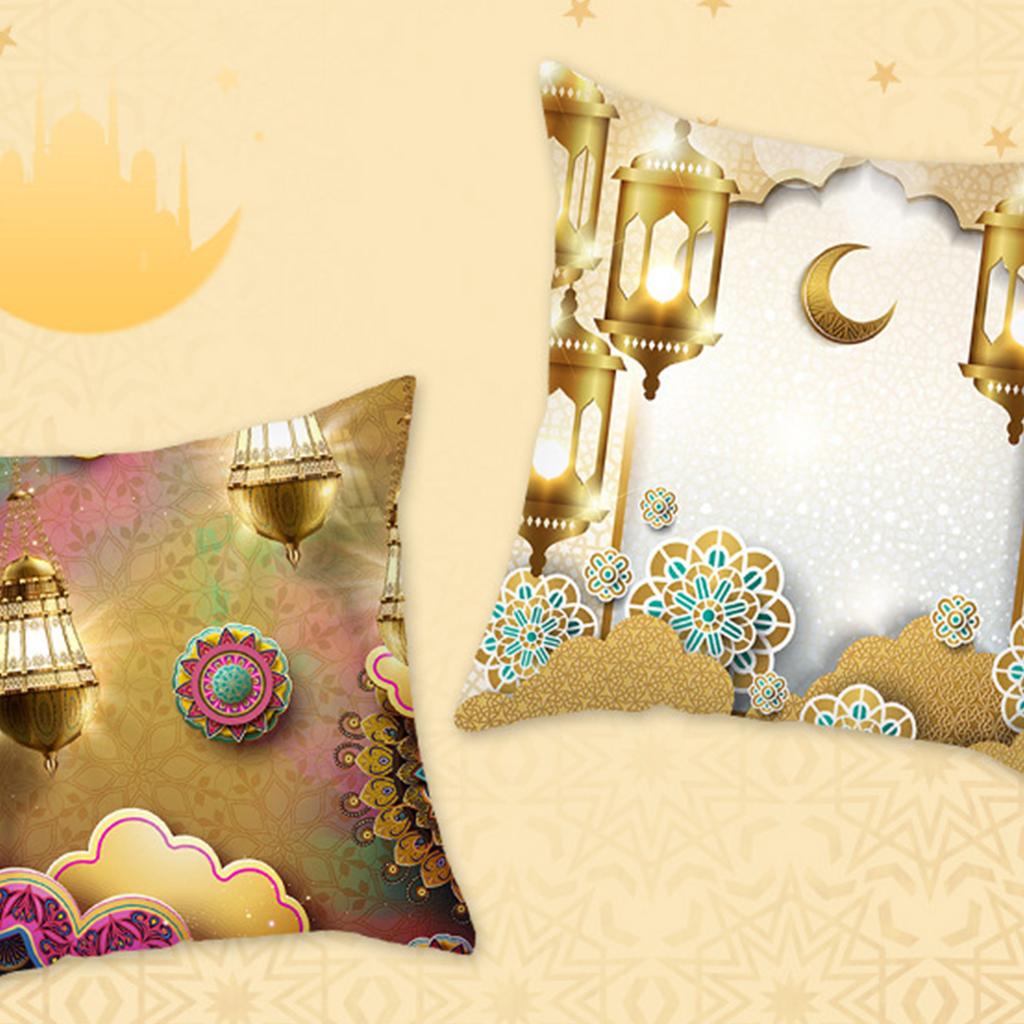 Ramadan Pillow Case Ramadan Cushion Cover Moon Printing Throw Pillow Covers Islamic Home Decoration
