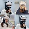 Letter Cat Happy Paw Pattern Ear Protectors Plush Cap Outdoor Warmth Thickened