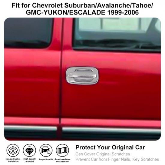 Door Handle COVER Shell Trim For Chevy Silverado Avalanche 1999-06 2Hole CHROME