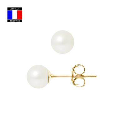 Earrings - Compagnie Générale Des Perles - 6-7 Mm - 18 Carat Gold - Push System - Women