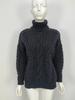2025 Autumn/Winter Women's College Style Chunky High Neck Cable Knit Pullover Sweater