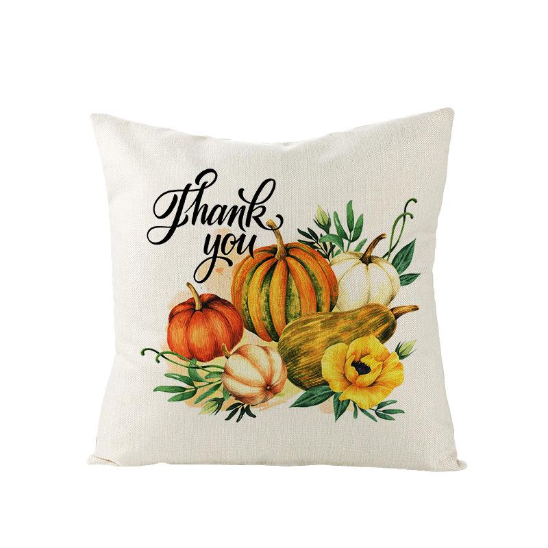 Home Thanksgiving Pillow Cover New Autumn Pumpkin Polyester Printed Cushion Cushion Cover