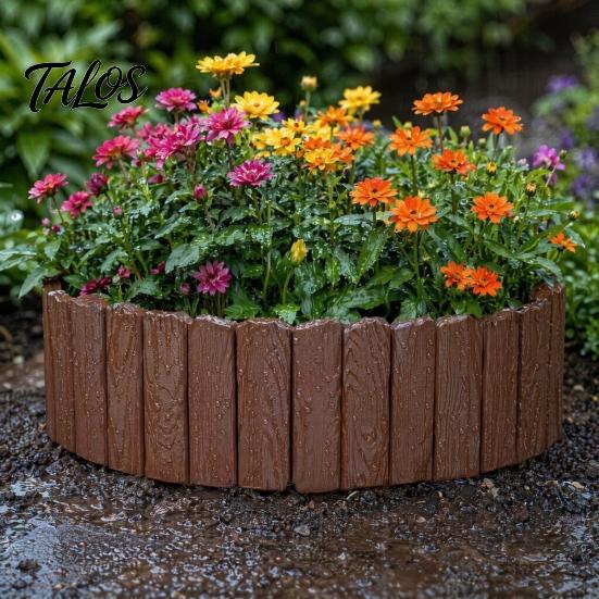 Durable Yard Edging Garden Border, 5.91Ft 7.87Ft 11.81Ft Plastic Flexible Lawn Wood Path Border Look, No Dig Panels for Flower Beds Lawns Bed Barrier