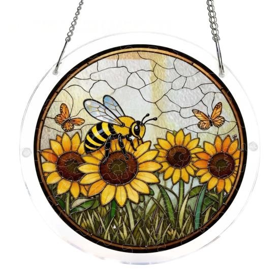 Window Hanging Acrylic Glass Style Puzzle Craft Puzzles Suncatcher Stained DIY Jigsaw C