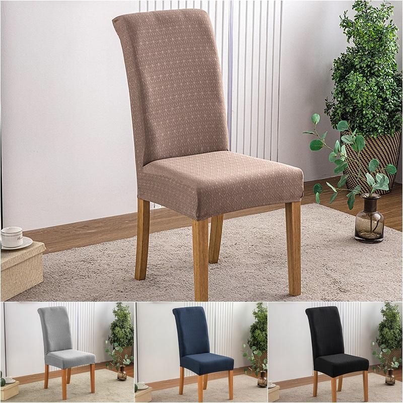 1PC Stretch Dining Chair Cover Jacquard Kitchen Chair Slipcover Elastic Universal Anti-dust Seat Cover for Hotel Wedding Banquet